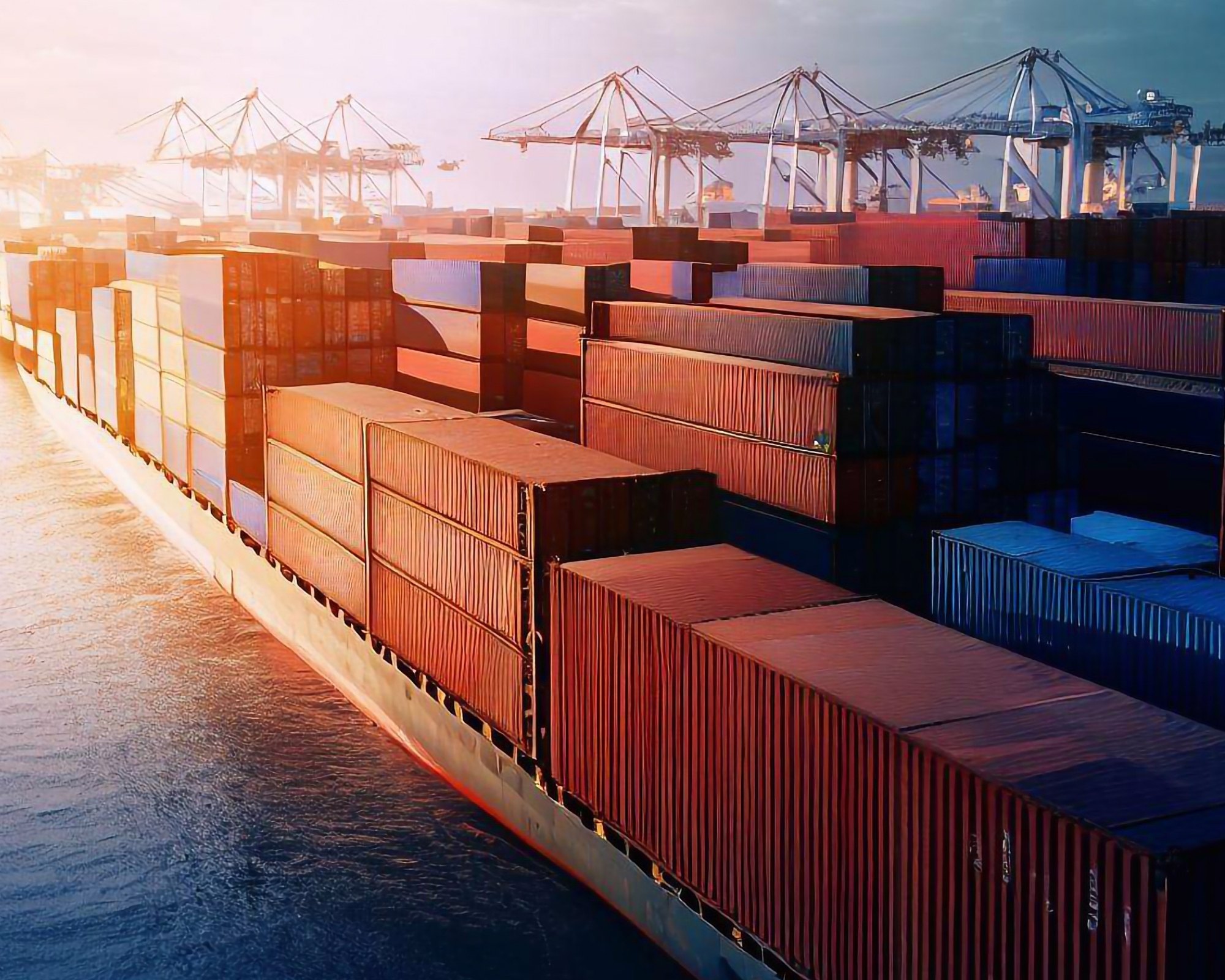 Sea freight containers at port